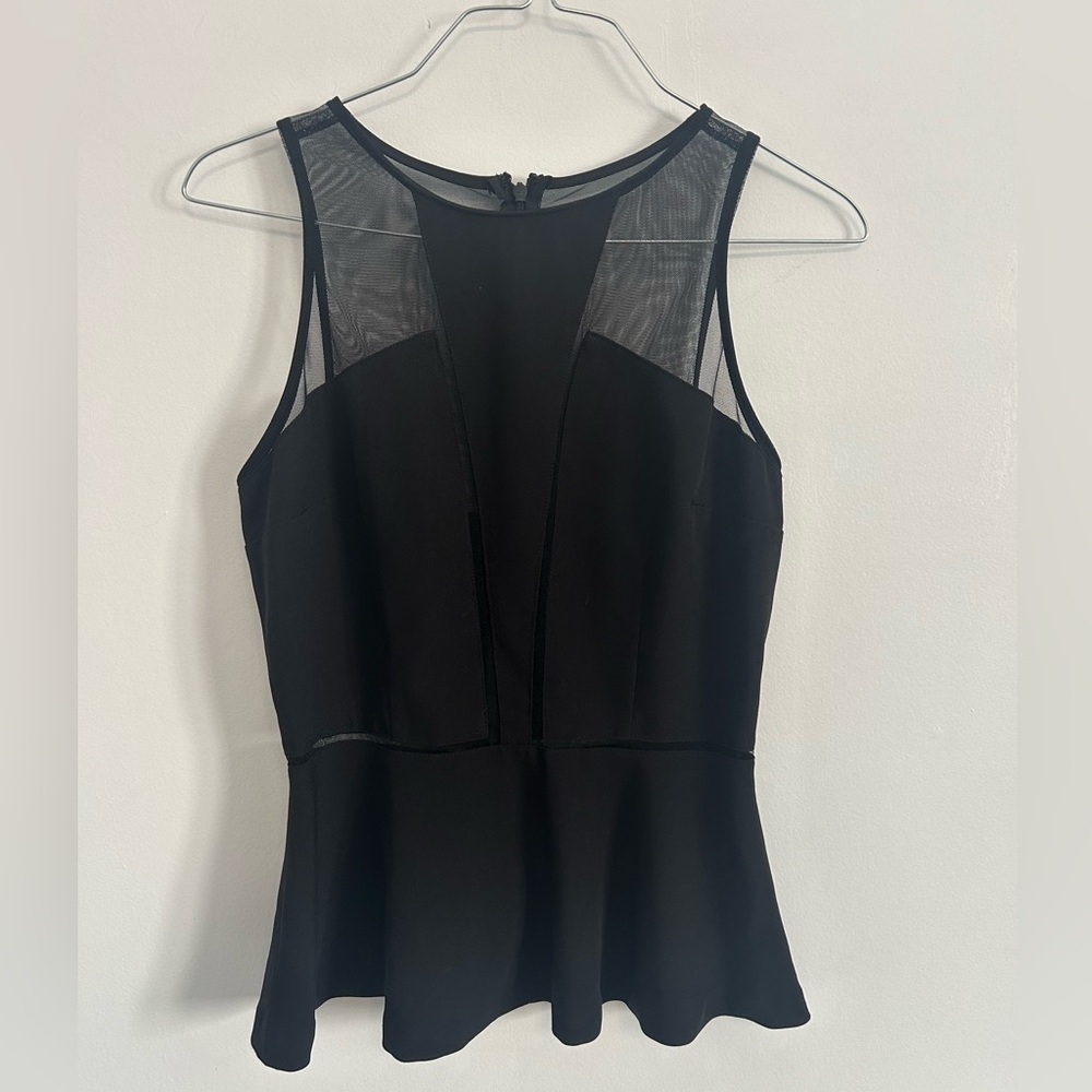 Dynamite Black Mesh Panel Blouse